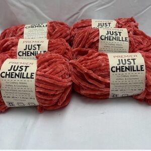 6 Skeins Premier Just Chenille Yarn Salmon Lot 925